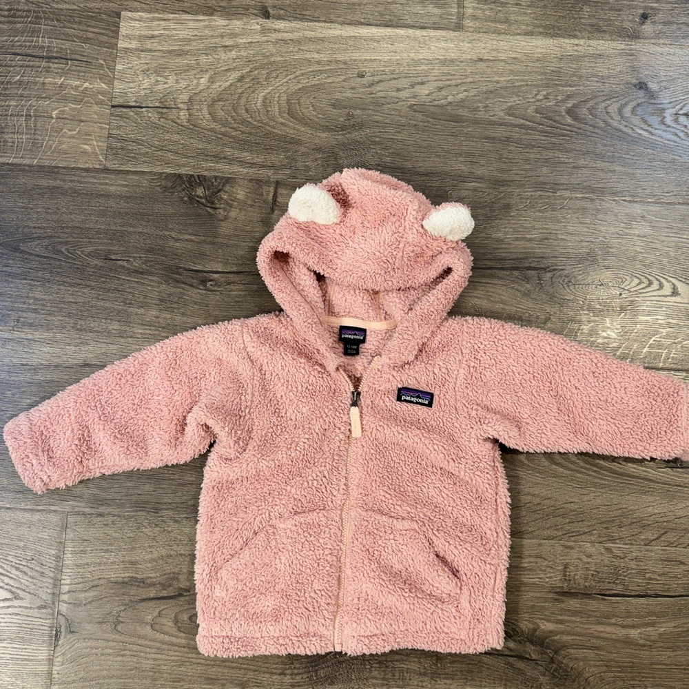 Patagonia Pink Fleece 12-18 month Hoodie with Ears